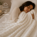 Cozette 3D Plush Throw - Cream