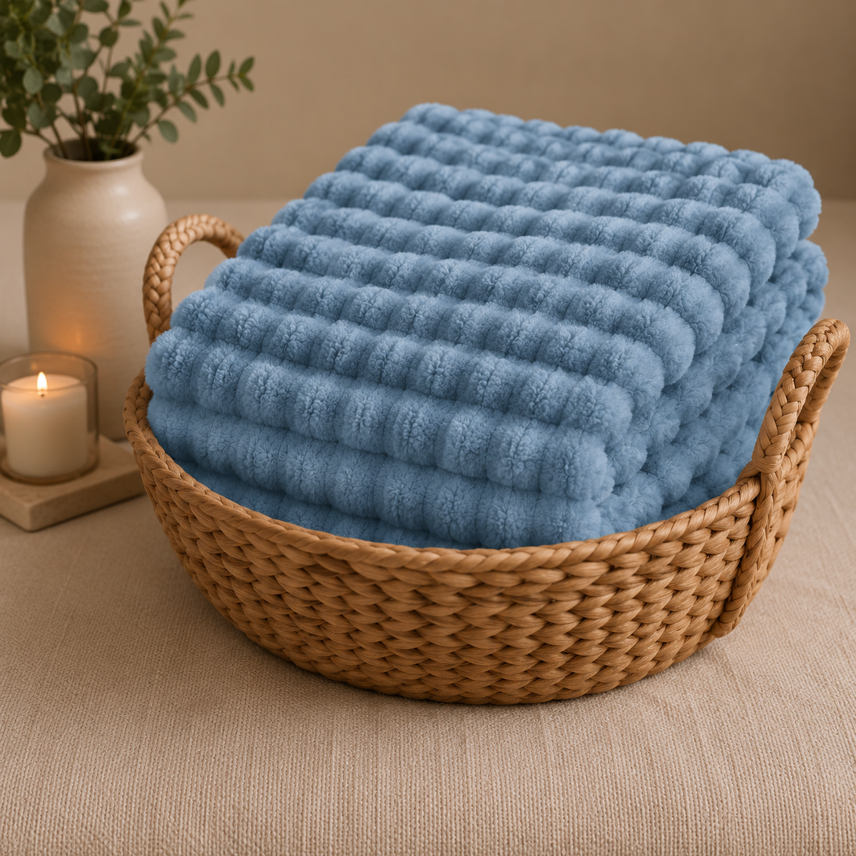 Cozette 3D Plush Throw - Ice Blue