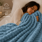 Cozette 3D Plush Throw - Ice Blue